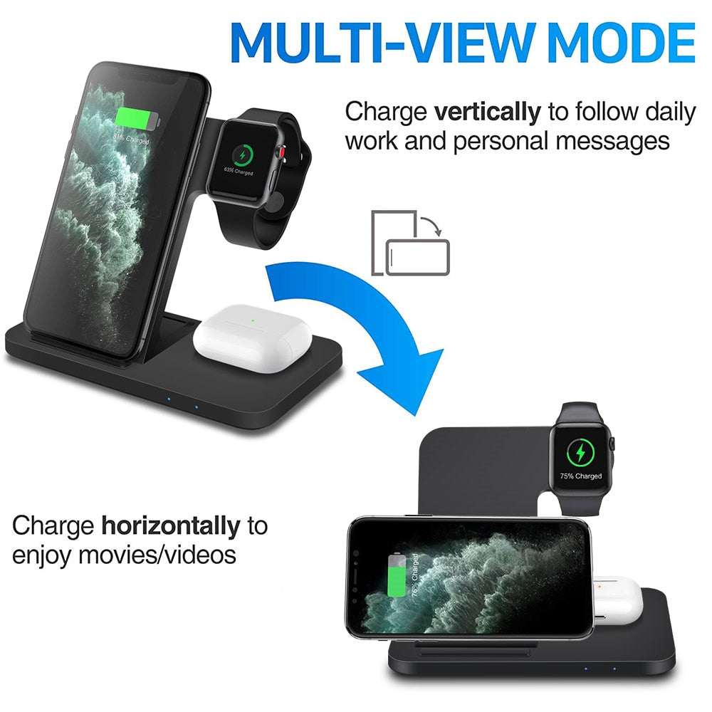 3in1 Wireless Apple/Android* Fast Charger Dock Station